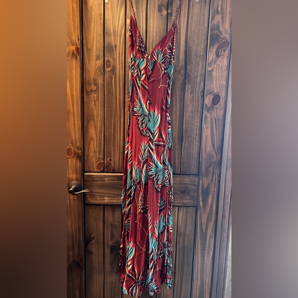 Free people wide legged tropical jumpsuit